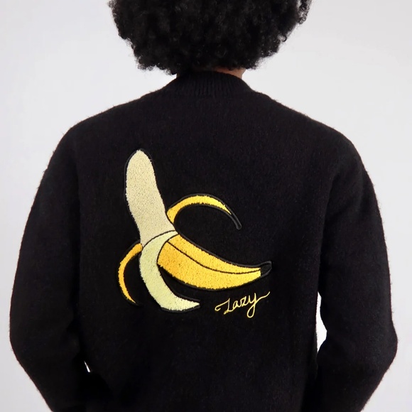 Lazy Oaf Peeling Fine Cardigan Banana Sweater S - Picture 5 of 6